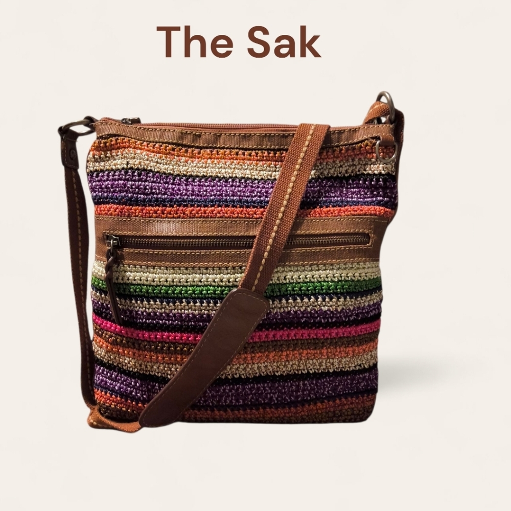 The Sak Multicolor Crochet  Crossbody Bag in Earthtones Boho Festival Everyday